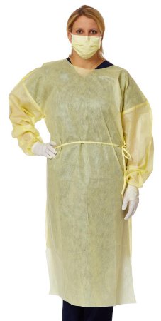 Medline Protective Procedure Gown QuickComply™ X-Large Yellow NonSterile AAMI Level 2 Disposable - Case of 100 - NONLV240XL-CS