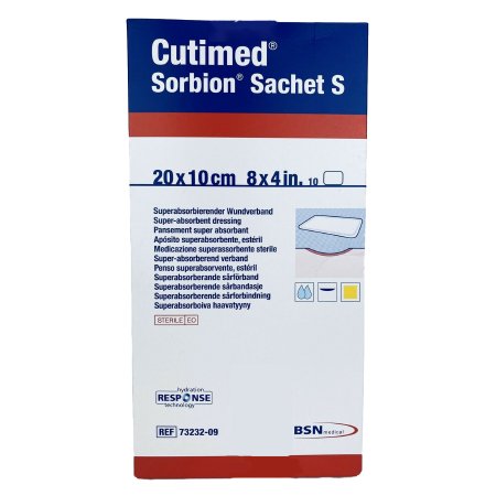 BSN Medical Wound Dressing Cutimed® Sorbion® Sachet S 4 X 8 Inch Rectangle - Box of 10 - 7323209-BX