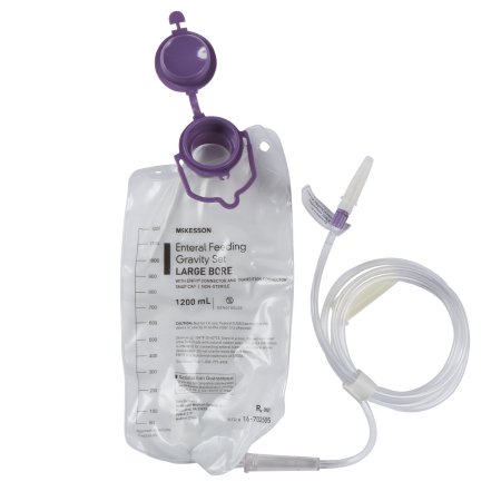 McKesson Gravity Feeding Bag Set with ENFit™ Connector McKesson 1200 mL - Case of 30 - 16-702505-CS