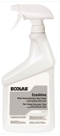 EcoLab Ecoshine Stainless Steel Cleaner Oil Based Pump Spray Liquid 32 oz. Bottle Scented NonSterile - Case of 6 - 6118440-CS