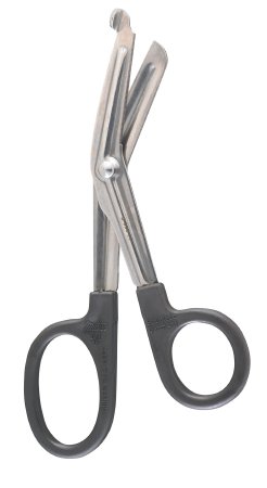 McKesson Bandage and Utility Scissors McKesson Argent™ Black 6-1/2 Inch Length Surgical Grade Stainless Steel / Plastic NonSterile Finger Ring Handle Angled Blunt Tip / Blunt Tip - Each - 43-1-998-EA