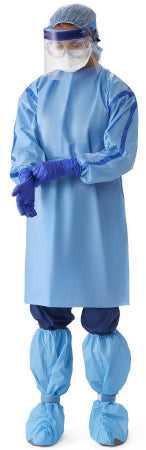Medline Chemotherapy Procedure Gown Large Blue NonSterile ASTM F739-12 Disposable - Case of 30 - NON25457-CS