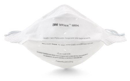 3M Particulate Respirator / Surgical Mask 3M™ VFlex™ Medical N95 Flat Fold Elastic Strap One Size Fits Most White NonSterile ASTM F1862 Adult - Case of 400 - 1804-CS