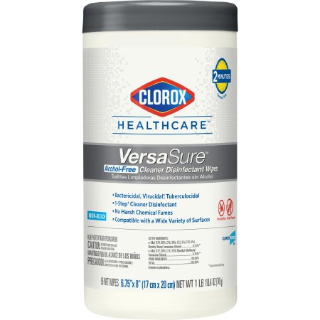 The Clorox Company Clorox Healthcare® VersaSure™ Surface Disinfectant Cleaner Premoistened Quaternary Based Manual Pull Wipe 85 Count Canister Scented NonSterile - CT/1 - 31757-CT