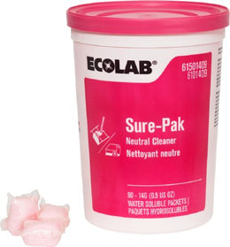 EcoLab Ecolab® Sure-Pak Surface Disinfectant Cleaner Acid Based Dissolving Water Soluble Packet 180 Count Canister Scented NonSterile - Case of 180 - 6101409-CS