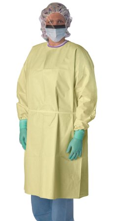 Medline Protective Procedure Gown Regular / Large Yellow NonSterile AAMI Level 3 Disposable - Case of 100 - NONLV315-CS