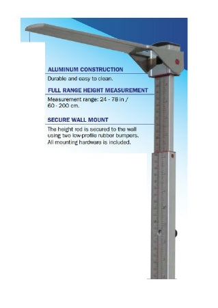 SR Instruments Height Measuring Rod SRScales® Aluminum Wall Mount - Each - SR8591-EA