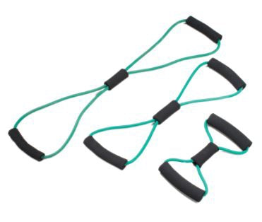 Fabrication Enterprises Exercise Resistance Tubing with Handles Set CanDo® BowTie™ Green Assorted Lengths Medium Resistance - Each - 10-5833-EA