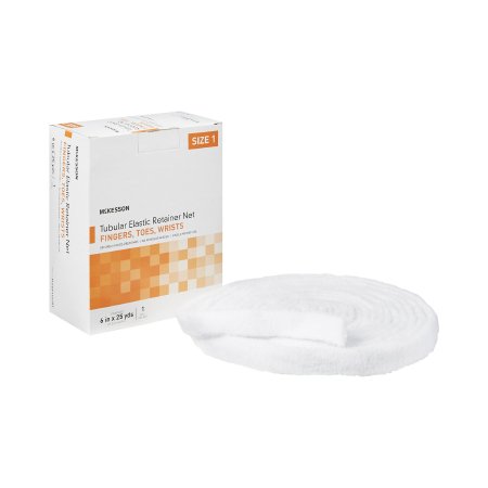 McKesson Elastic Net Retainer Dressing McKesson Tubular Elastic 6 Inch X 25 Yard (15.2 cm x 22.9 m) Size 1 White Finger / Toe / Wrist NonSterile - Box of 1 - MSVP114701-BX