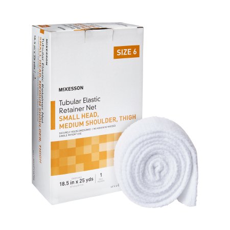 McKesson Elastic Net Retainer Dressing McKesson Tubular Elastic 18-1/2 Inch X 25 Yard (47 cm X 22.9 m) Size 6 White Small Head / Medium Shoulder / Thigh NonSterile - Case of 10 - MSVP114706-CS
