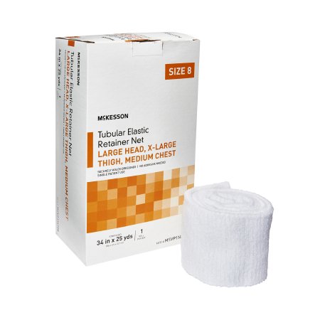 McKesson Elastic Net Retainer Dressing McKesson Tubular Elastic 34 Inch X 25 Yard (86.4 cm X 22.9 m) Size 8 White Large Head / X-Large Thigh / Medium Chest NonSterile - Case of 10 - MSVP114708-CS
