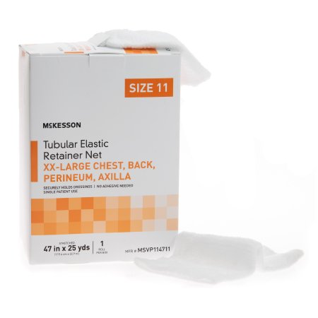 McKesson Elastic Net Retainer Dressing McKesson Tubular Elastic 47 Inch X 25 Yard (119.4 cm X 22.9 m) Size 11 White 2X-Large Chest / Back / Perineum / Axilla NonSterile - Case of 10 - MSVP114711-CS