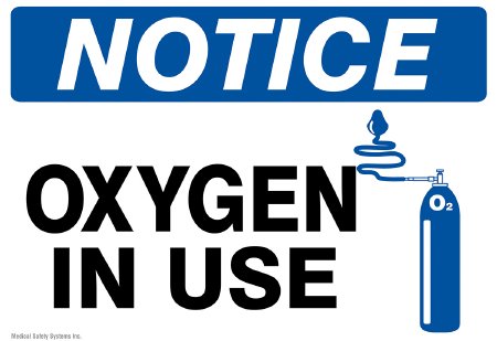 Medical Safety Systems Door Sign Caution Oxygen In Use - Each - 815-99577824-EA