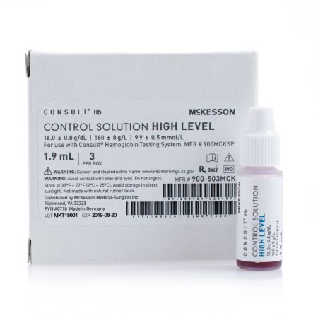 McKesson Control Consult™ Hb Hemoglobin High Level 3 X 1.9 mL - Box of 3 - 900-503MCK-BX