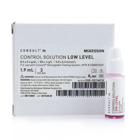 McKesson Control Consult™ Hb Hemoglobin Low Level 3 X 1.9 mL - Box of 3 - 900-501MCK-BX