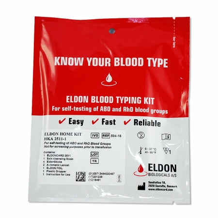 Craig Medical Distribution Blood Bank Test Kit EldonCard Blood Typing Test Rh Factor (Rhesus) Whole Blood Sample 75 Determinations CLIA Moderate Complexity / CLIA High Complexity - Pack of 1 - ELDON-RH-PK