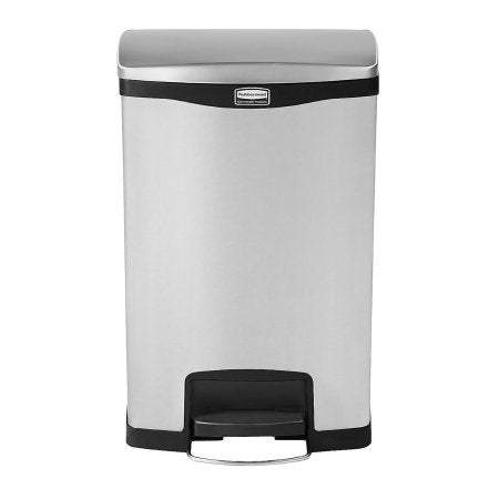 RJ Schinner Co Trash Can Rubbermaid® Slim Jim® 13 gal. Rectangular Black Stainless Steel Step On - Each - 1901992-EA