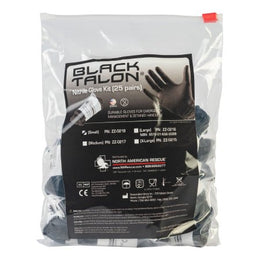 North American Rescue Exam Glove Black Talon® Medium NonSterile Nitrile Extended Cuff Length Fully Textured Black Not Rated - Pack of 25 - ZZ-0217-PK