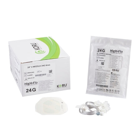 KORU Medical Systems Sub-Q Infusion Set HIgH-Flo™4 24 Gauge X 4 9 mm 24 Inch Tubing Without Port - Box of 10 - RMS42409-BX