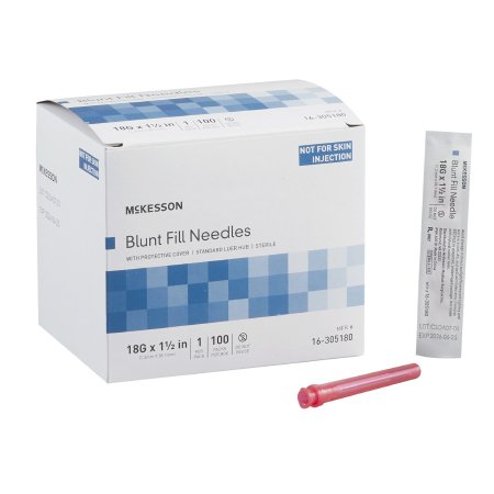 McKesson Blunt Fill Needle McKesson 18 Gauge 1-1/2 Inch Blunt - Case of 1000 - 16-305180-CS