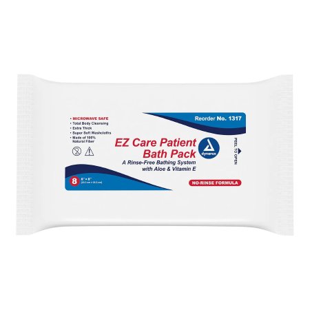 Dynarex Rinse-Free Bath Wipe Ez Care™ Soft Pack Aloe / Lanolin Scented 8 Count - Case of 192 - 1317-CS