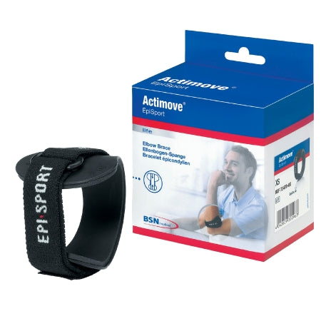 BSN Medical Elbow Support Actimove® EpiSport X-Small D-Ring / Hook and Loop Closure Strap Left or Right Forearm 8 to 9 Inch Forearm Circumference Black - Each - 7347005-EA