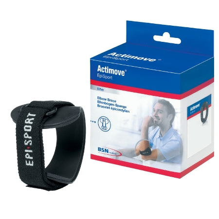 BSN Medical Elbow Support Actimove® EpiSport Large D-Ring / Hook and Loop Closure Strap Left or Right Forearm 11 to 12 Inch Forearm Circumference Black - Each - 7347008-EA