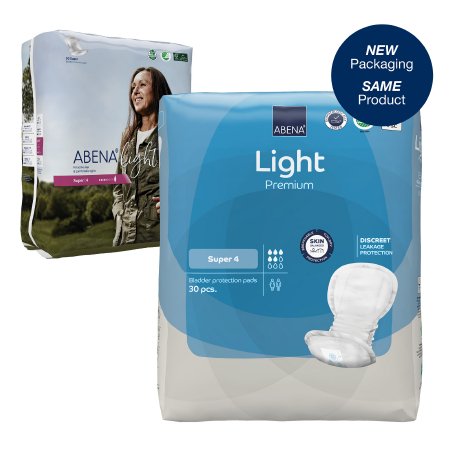 Abena North America Bladder Control Pad Abena™ Light Super 17 Inch Length Moderate Absorbency Fluff / Polymer Core One Size Fits Most - Case of 180 - 1000017160-CS