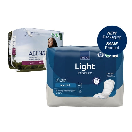 Abena North America Bladder Control Pad Abena™ Light Maxi 16-1/2 Inch Length Moderate Absorbency Fluff / Polymer Core One Size Fits Most - Case of 48 - 1000005437-CS