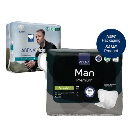 Abena North America Bladder Control Pad Abena™-Man 11 Inch Length Light Absorbency Fluff / Polymer Core Formula 1 - Case of 180 - 1000017162-CS