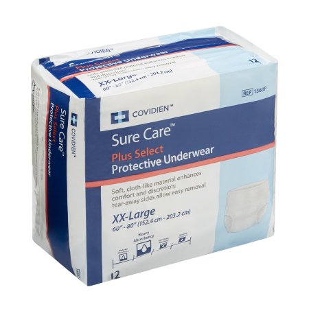 Cardinal Unisex Adult Absorbent Underwear Sure Care™ Pull On with Tear Away Seams 2X-Large Disposable Heavy Absorbency - Bag of 12 - 1560P-BG