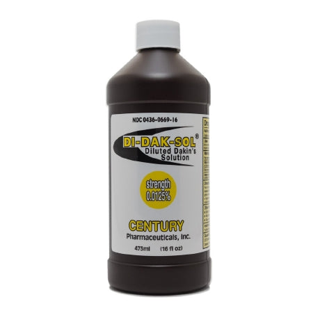 Century Pharmaceutical Wound Cleanser Di-Dak-Sol® Diluted Dakin's Solution 16 oz. Twist Cap Bottle NonSterile Antimicrobial - Each - 00436066916-EA