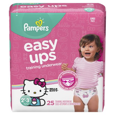 The Palm Tree Group Female Toddler Training Pants Pampers® Easy Ups™ Pull On with Tear Away Seams Size 2T to 3T Disposable Moderate Absorbency - Case of 100 - 76549-CS