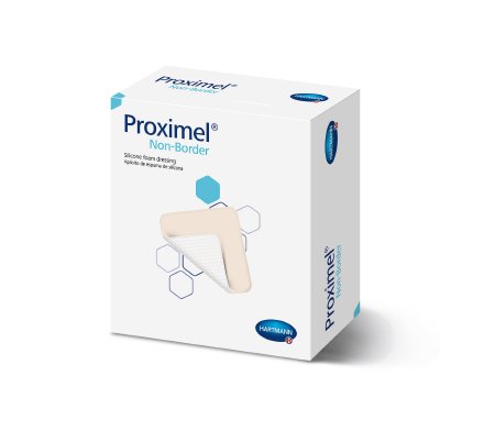 Hartmann Foam Dressing Proximel® Non-Border 4 X 8 Inch Without Border Waterproof Backing Silicone Face Rectangle Sterile - Box of 5 - 15713102-BX