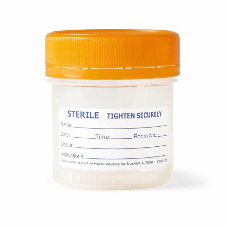 Medline Specimen Container for Pneumatic Tube Systems Click-N-Close 100 mL (3.4 oz.) Screw Cap Patient Information Sterile Fluid Path - Case of 400 - DYND30370-CS