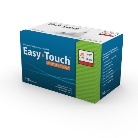 MHC Medical Safety Insulin Pen Needle EasyTouch™ 29 Gauge 8 mm Length Automatic Safety Without Back-End Shield - Case of 800 - 829856-CS