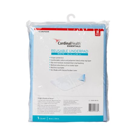Cardinal Reusable Underpad Cardinal Health™ Essentials 36 X 54 Inch Polyester / Rayon Moderate Absorbency - Each - ZRUP3654R-EA