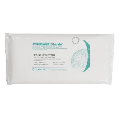 Contec Inc PROSAT® Sterile™ Surface Disinfectant Cleaner Premoistened Cleanroom Manual Pull Wipe 30 Count Soft Pack Alcohol Scent Sterile - Case of 1440 - PS-911EB/ETOH-CS