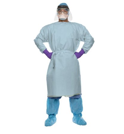 O&M Halyard Inc Chemotherapy Procedure Gown Halyard Chemo360 One Size Fits Most Blue NonSterile ASTM F739-12 Disposable - Case of 100 - 47346-CS