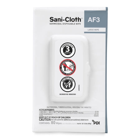 Professional Disposables Sani-Cloth® AF3 Surface Disinfectant Cleaner Premoistened Germicidal Manual Pull Wipe 80 Count Hard Case Unscented NonSterile - Pack of 80 - M8063S80-PK