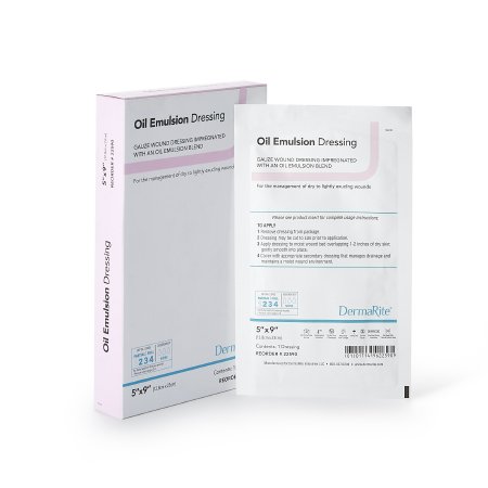 DermaRite Industries Oil Emulsion Impregnated Dressing DermaRite® Rectangle 5 X 9 Inch Sterile - Box of 12 - 22590-BX