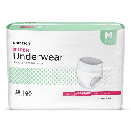 McKesson Unisex Adult Absorbent Underwear McKesson Pull On with Tear Away Seams Medium Disposable Moderate Absorbency - Case of 80 - UW33844-CS