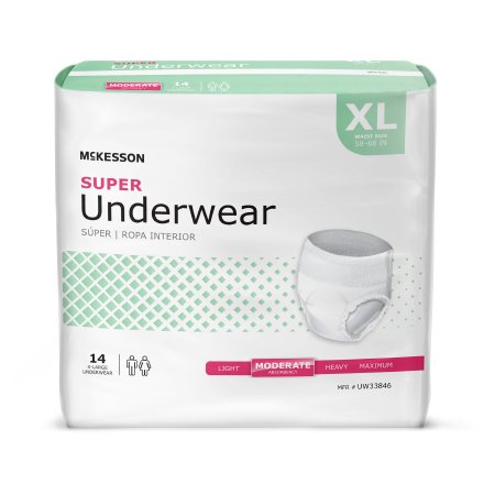 McKesson Unisex Adult Absorbent Underwear McKesson Pull On with Tear Away Seams X-Large Disposable Moderate Absorbency - Case of 56 - UW33846-CS