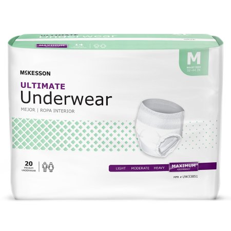 McKesson Unisex Adult Absorbent Underwear McKesson Pull On with Tear Away Seams Medium Disposable Heavy Absorbency - Case of 80 - UW33851-CS