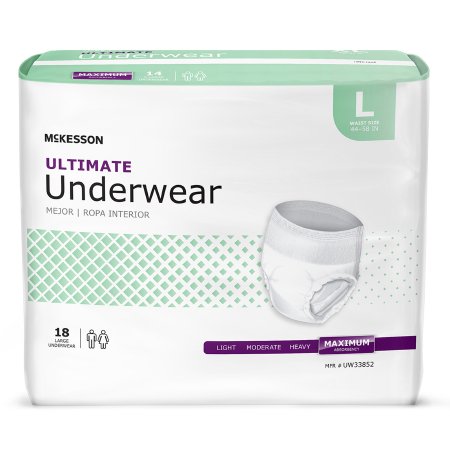 McKesson Unisex Adult Absorbent Underwear McKesson Pull On with Tear Away Seams Large Disposable Heavy Absorbency - Case of 72 - UW33852-CS