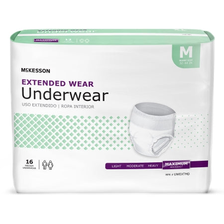 McKesson Unisex Adult Absorbent Underwear McKesson Pull On with Tear Away Seams Medium Disposable Heavy Absorbency - Bag of 16 - UWEXTMD-BG
