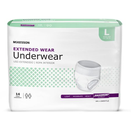 McKesson Unisex Adult Absorbent Underwear McKesson Pull On with Tear Away Seams Large Disposable Heavy Absorbency - Case of 56 - UWEXTLG-CS