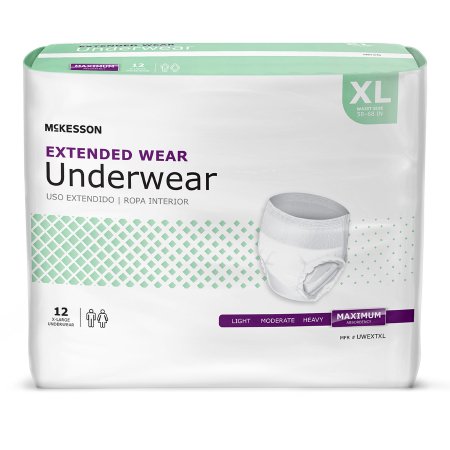 McKesson Unisex Adult Absorbent Underwear McKesson Pull On with Tear Away Seams X-Large Disposable Heavy Absorbency - Case of 48 - UWEXTXL-CS