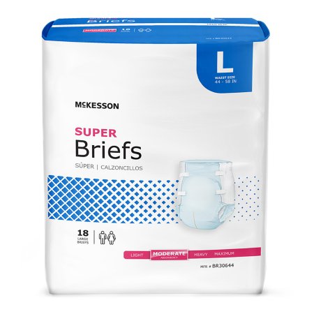 McKesson Unisex Adult Incontinence Brief McKesson Large Disposable Moderate Absorbency - Case of 72 - BR30644-CS