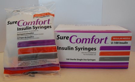 Allison Medical Inc Standard Insulin Syringe with Needle Surecomfort® 0.5 mL 1/2 Inch 29 Gauge NonSafety Regular Wall - Case of 500 - 22-9005-CS